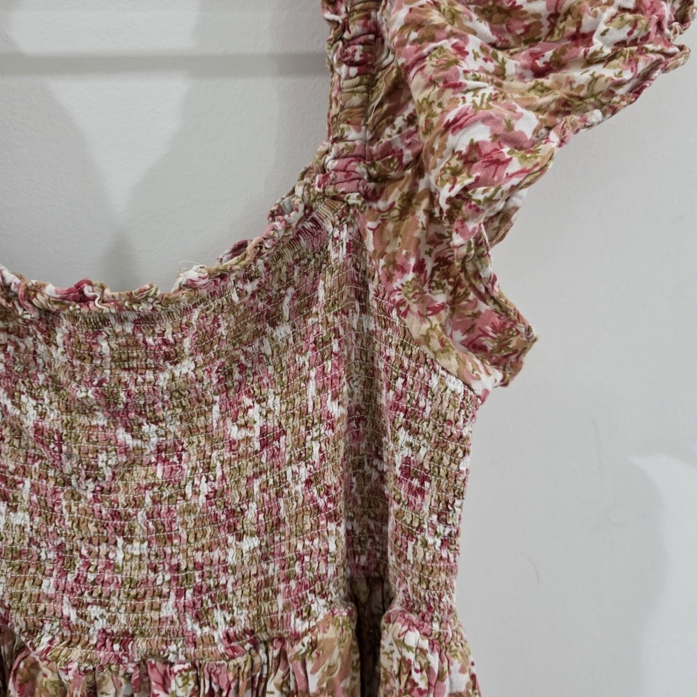 By Timo Womens Midi Dress Medium Floral Smocked Milkmaid Boho Cottage Dainty - Picture 4 of 9